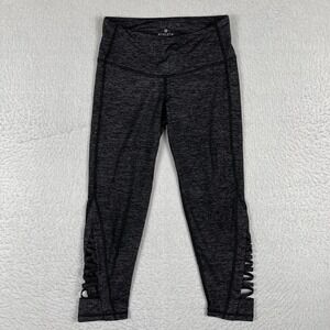 Athleta Leggings Womens XXS Gray Black Quest Criss Cross Chaturanga Capri Gym‎